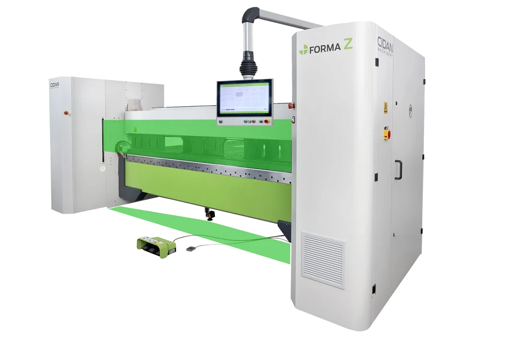 säkerhetsområden på bockningssidan på en kantvik forma z