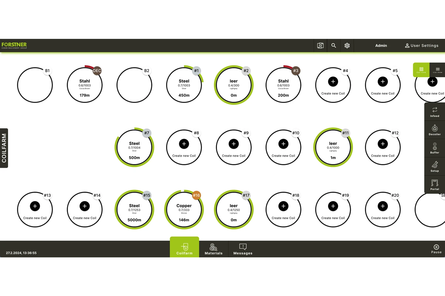styrsystem till coilfarm med total överblick på alla coils mot vit bakgrund