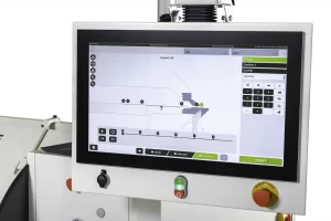 pekskärm med styrsystem nulink till cidan kantvikmaskin mot vit bakgrund