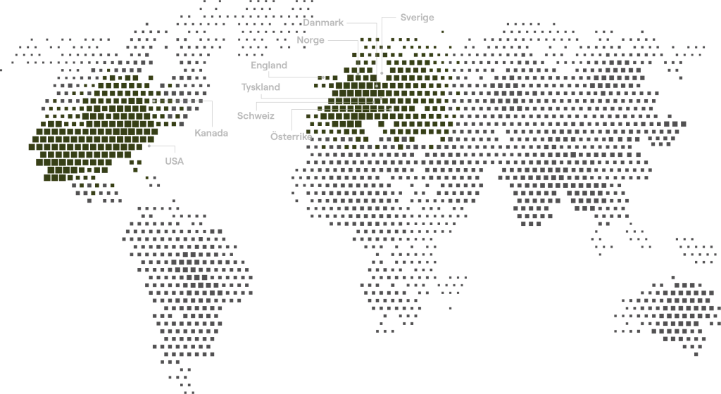 Världskarta som visar länder som Cidan är aktiv.